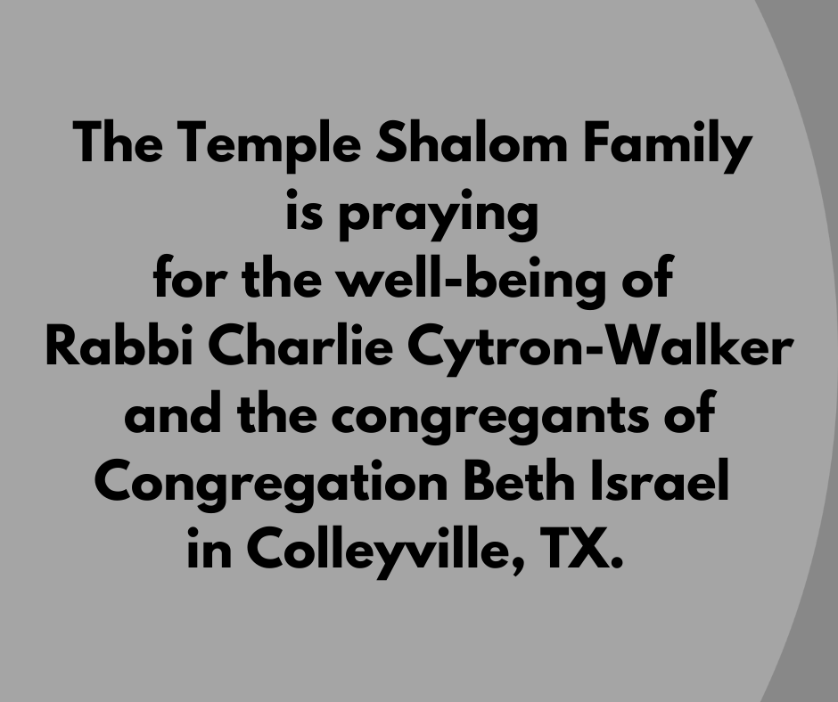We are thankful that Rabbi Charlie Cytron-Walker and his congregants are now safe.